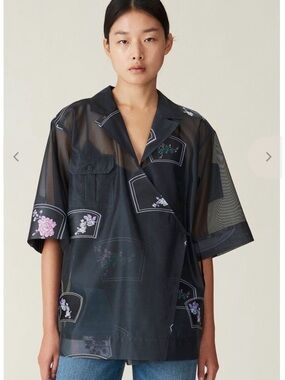 GANNI Organza Patch Oversized Shirt